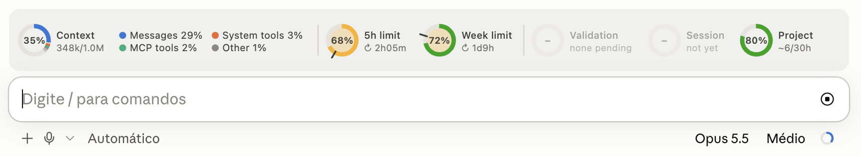npk-bar just above the prompt in the Claude desktop app