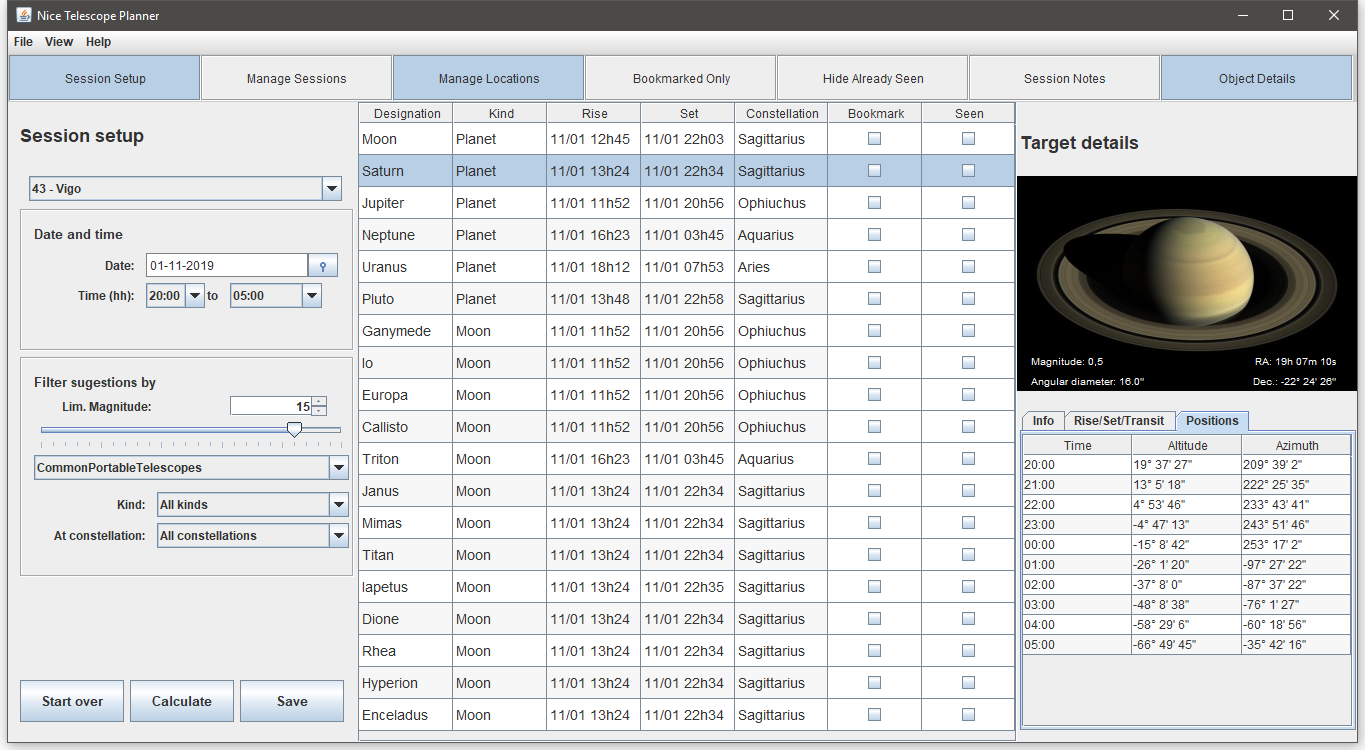 Nice Telescope Planner - a cross-platform amateur astronomy planning
tool